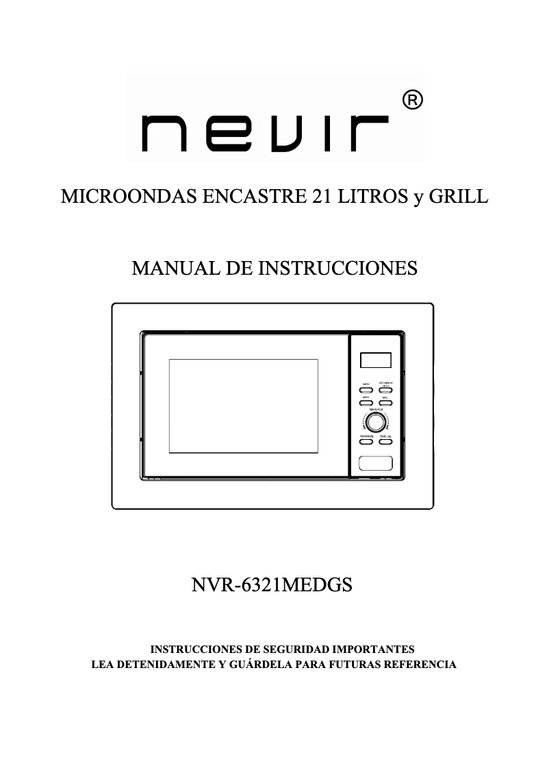 Page n°1 - Manuel utilisateur Nevir NVR-6321MEDGS