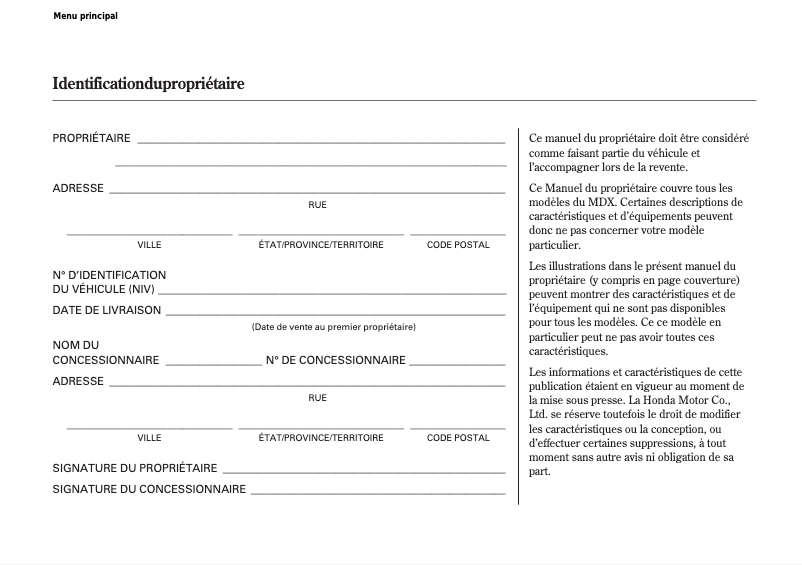 Page n°1 - Manuel utilisateur Acura MDX (2011)