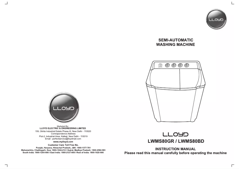 Página 1 del manual Manual de usuario Lloyd LWMS80BD
