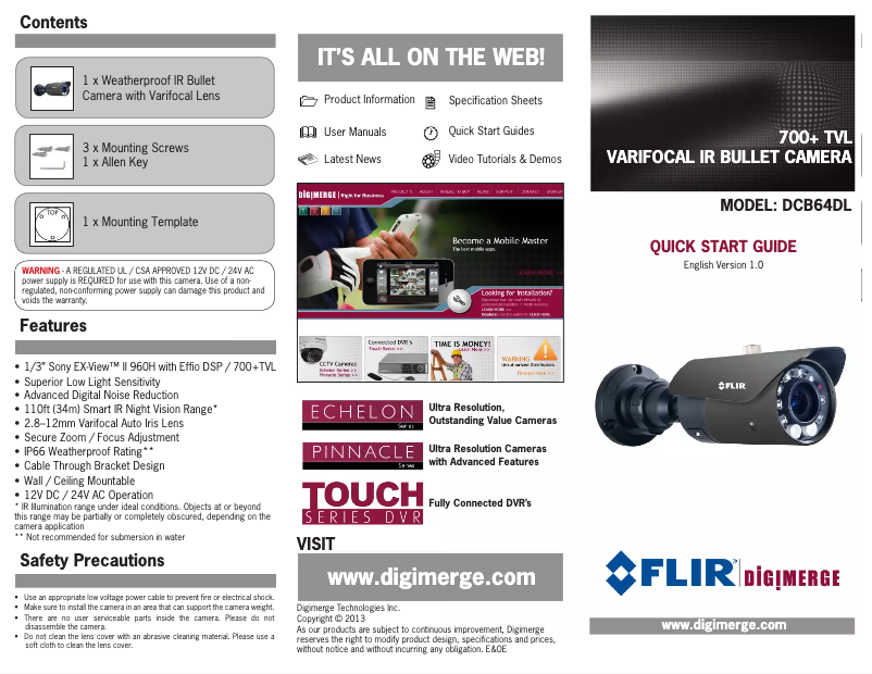 Image de la première page du manuel de l'appareil Echelon DCB64DL