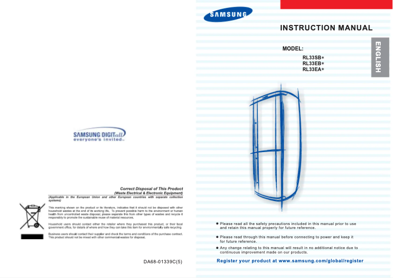 Page n°1 - Manuel utilisateur Samsung RL33SBMS