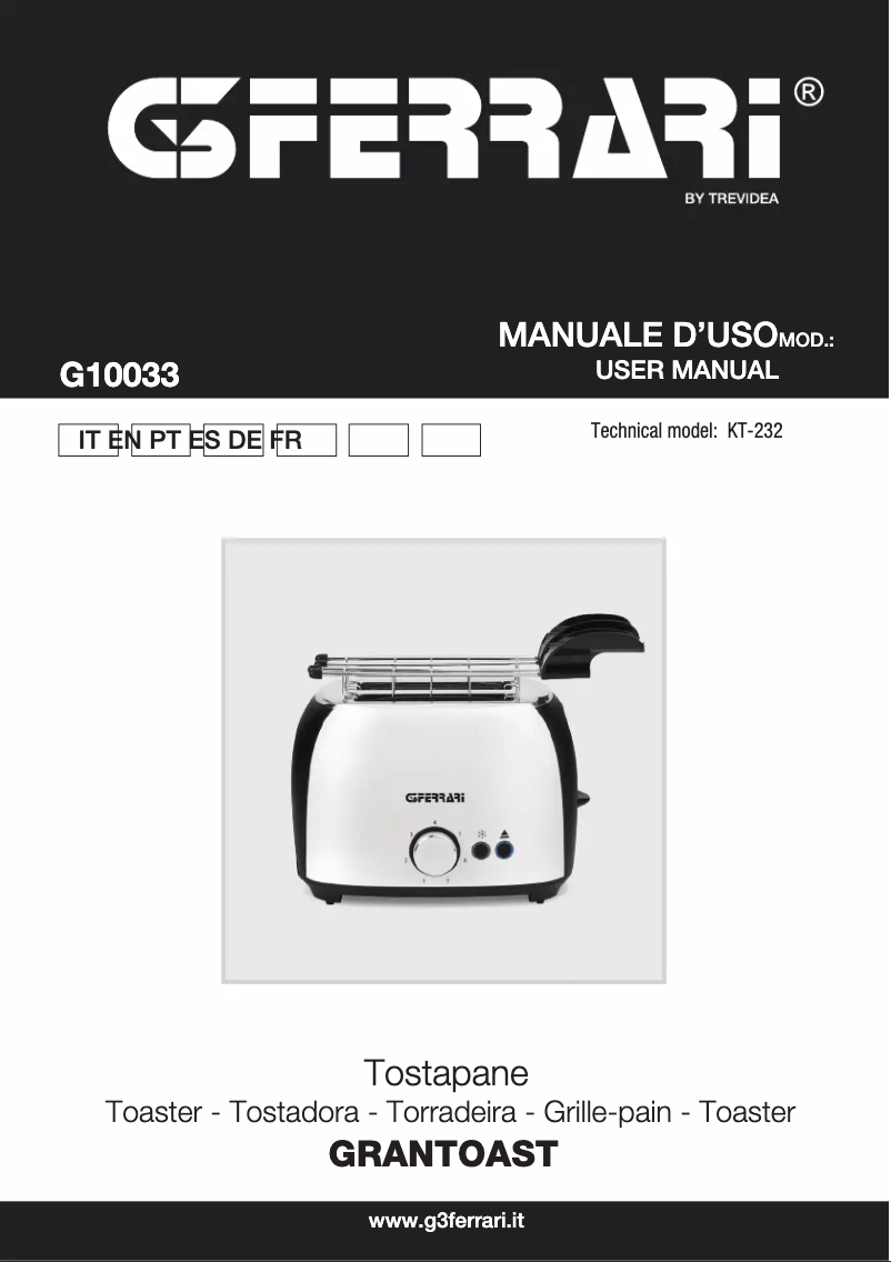 Image de la première page du manuel de l'appareil Grantoast G10033