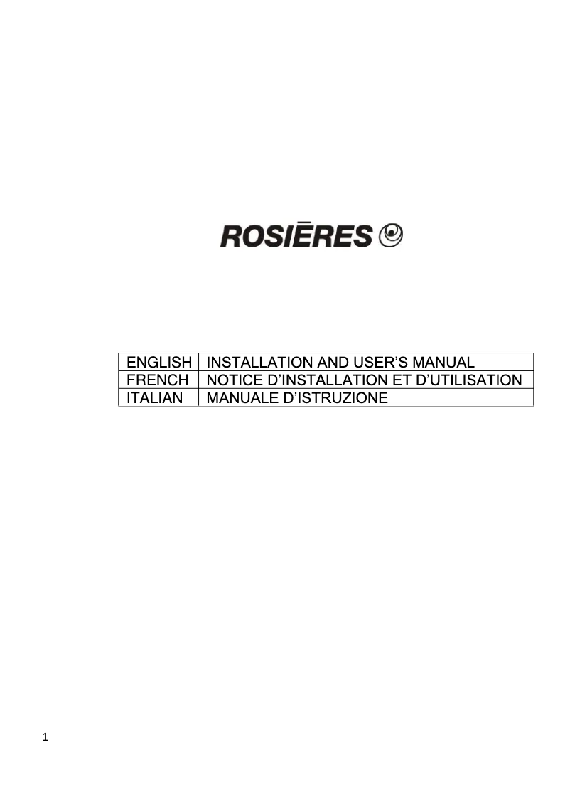 Page n°1 - Mode d'emploi Rosieres RDSV 685 PN