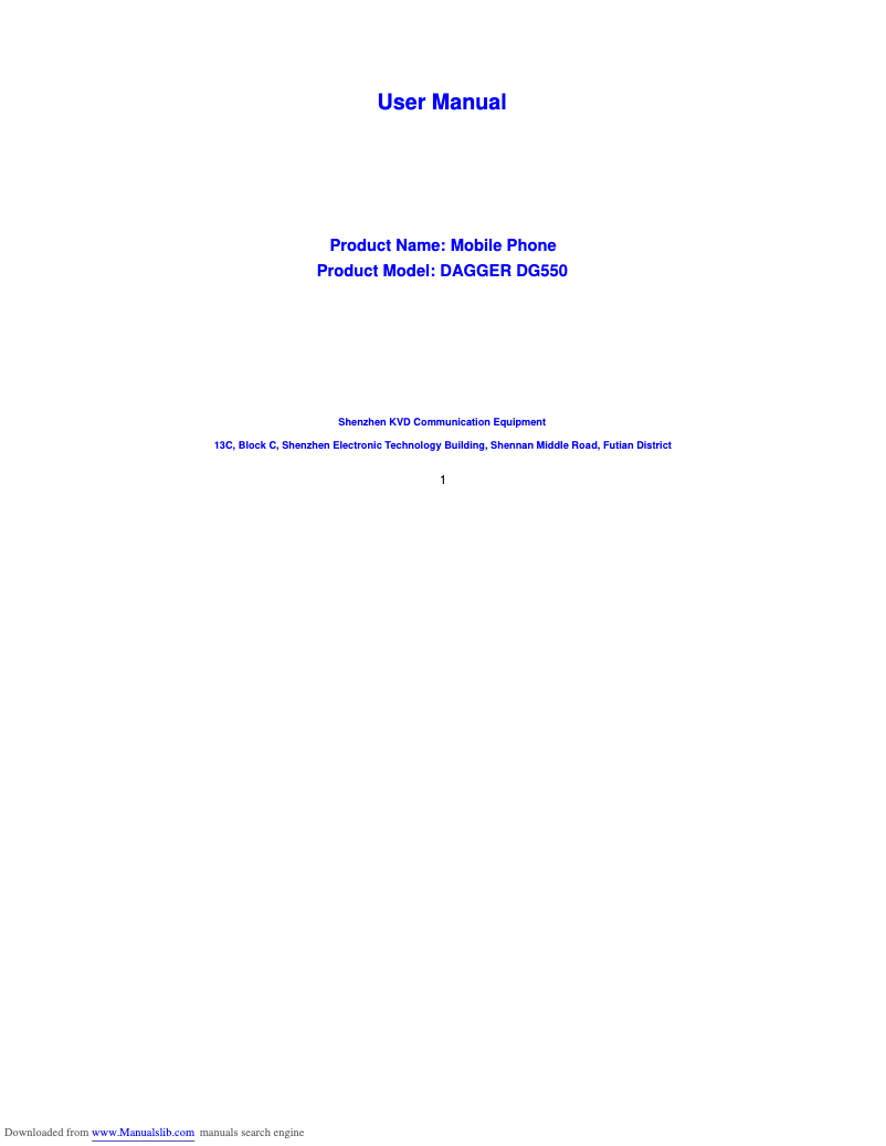 Page n°1 - Manuel utilisateur Doogee Dagger DG550