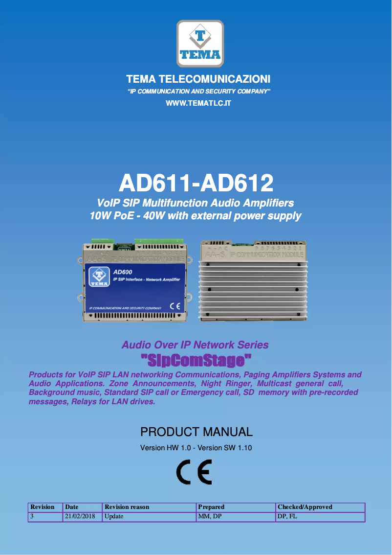 Image de la première page du manuel de l'appareil AD611