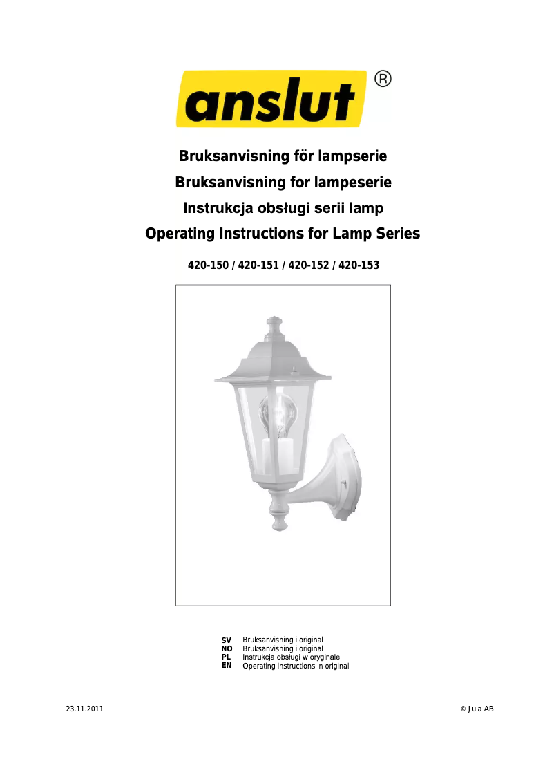 Page n°1 - Manuel utilisateur Anslut 420-150