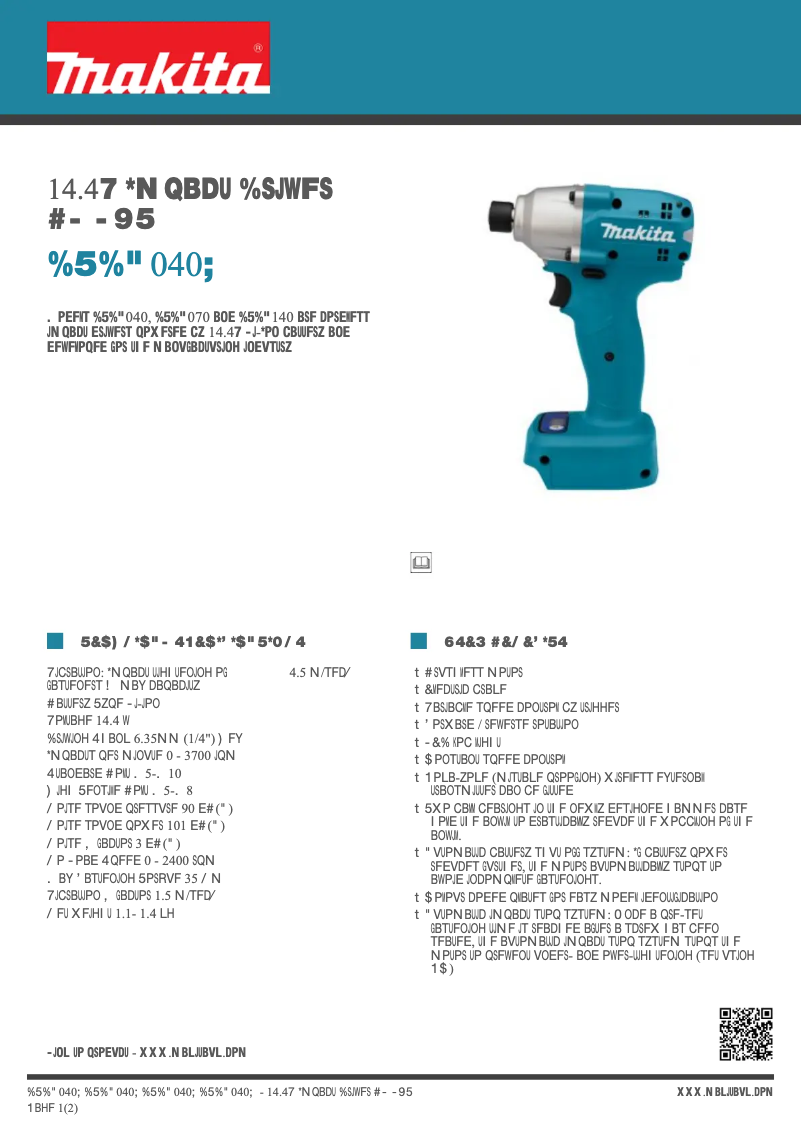 Page n°1 - Fiche technique Makita DTDA040Z