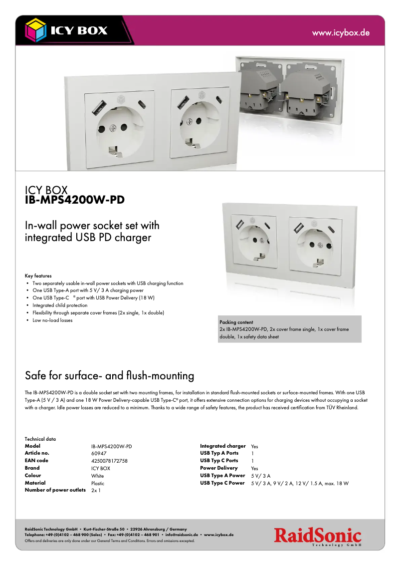 Image de la première page du manuel de l'appareil IB-MPS4200W-PD