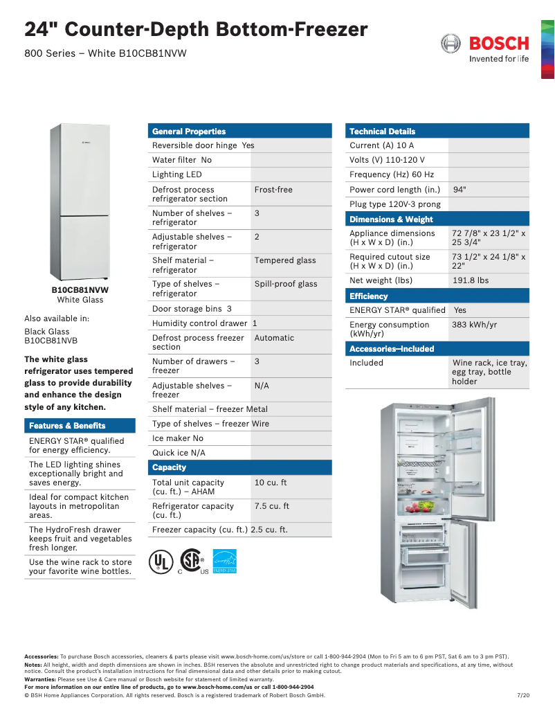 Página 1 del manual Ficha técnica Bosch B10CB81NVW