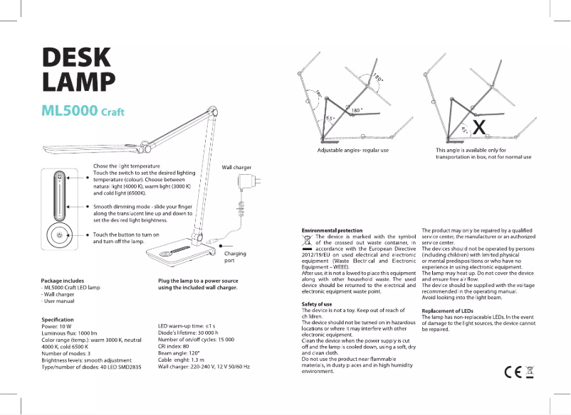 Image de la première page du manuel de l'appareil ML5000 Craft