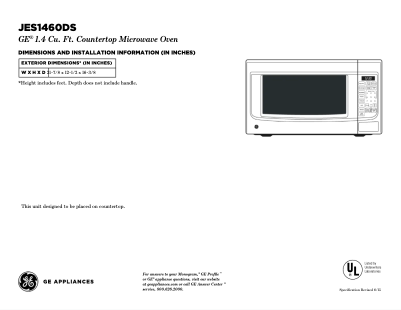 Image de la première page du manuel de l'appareil JES1460DSBB