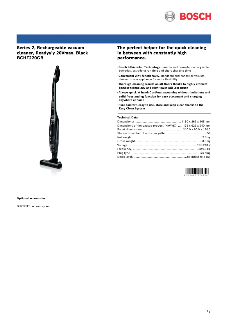 Image de la première page du manuel de l'appareil Readyy'y BCHF220