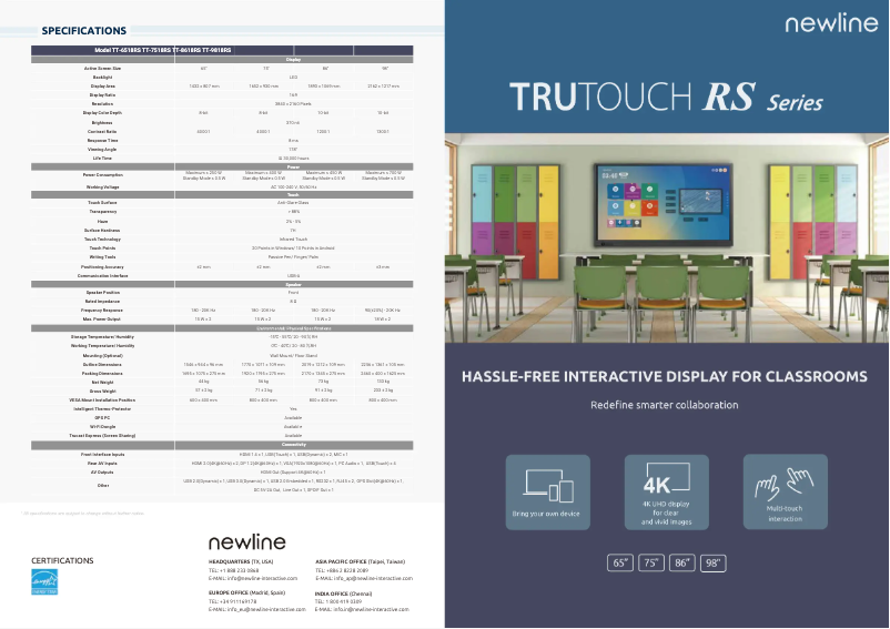 Page n°1 - Brochure Newline TT-6518RS