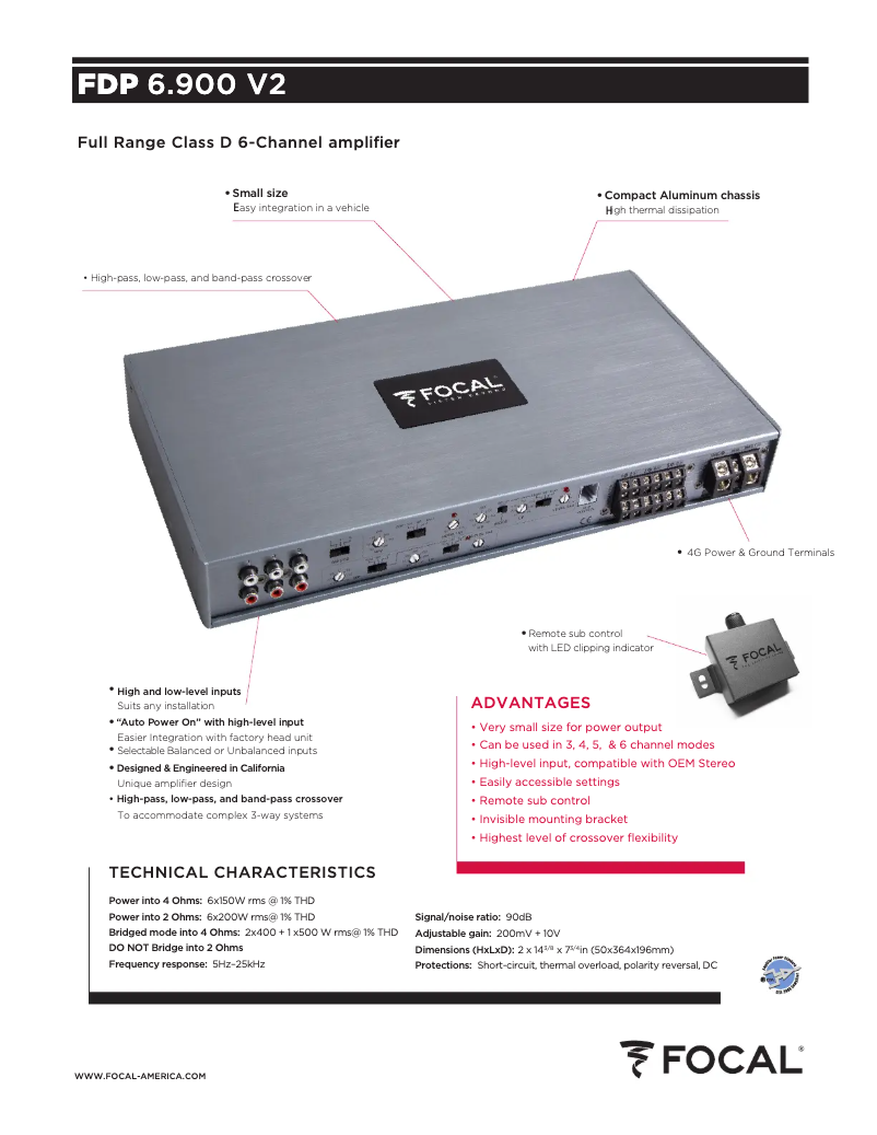 Page 1 de la notice Fiche technique Focal FDP 6.900 V2