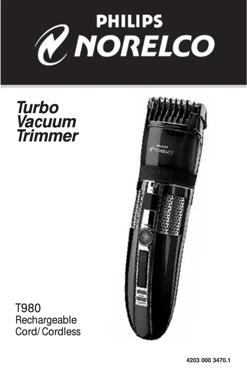 Page n°1 - Manuel utilisateur Philips Norelco T980