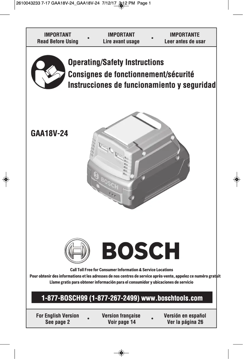 Página 1 del manual Manual de usuario Bosch GAA18V-24N