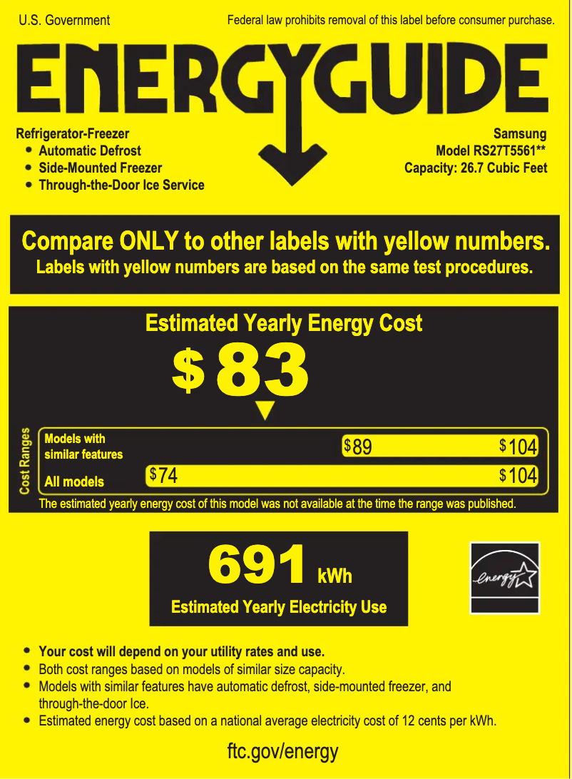 Page n°1 - Label énergétique Samsung RF20A5101WW