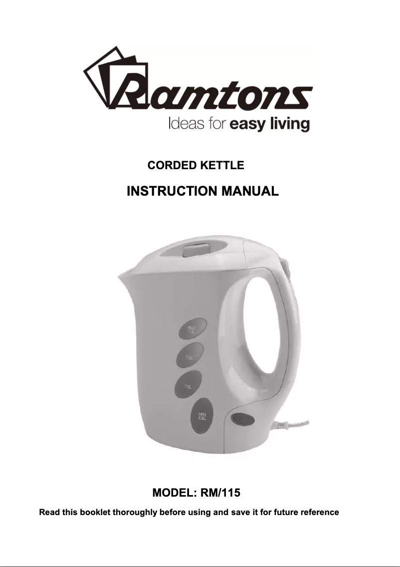 Page 1 de la notice Manuel utilisateur Ramtons RM/115