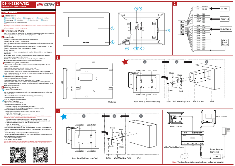 Page 1 de la notice Guide de démarrage rapide Hikvision DS-KH6320-WTE2