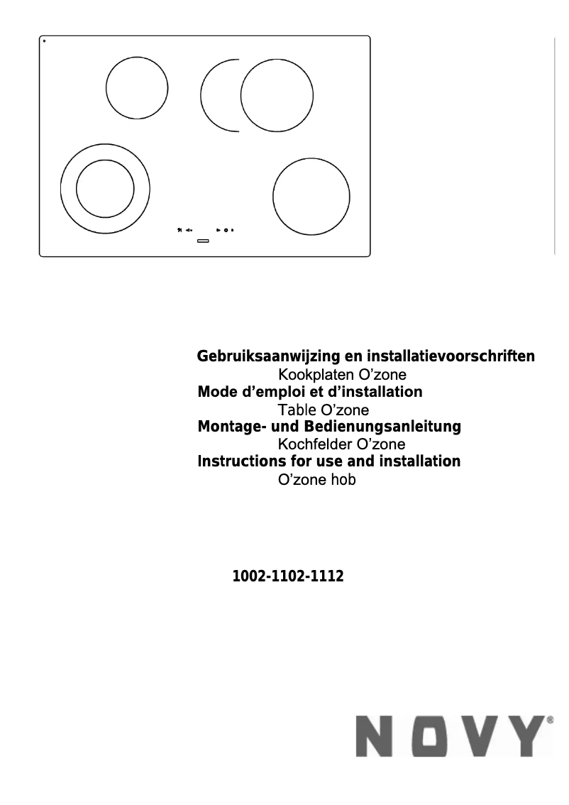 Page n°1 - Manuel utilisateur Novy O’zone 1102