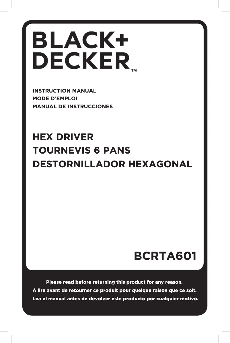 Page n°1 - Manuel utilisateur Black & Decker BCRTA601