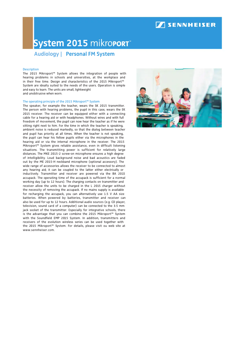 Página 1 del manual Ficha técnica Sennheiser SYSTEM 2015