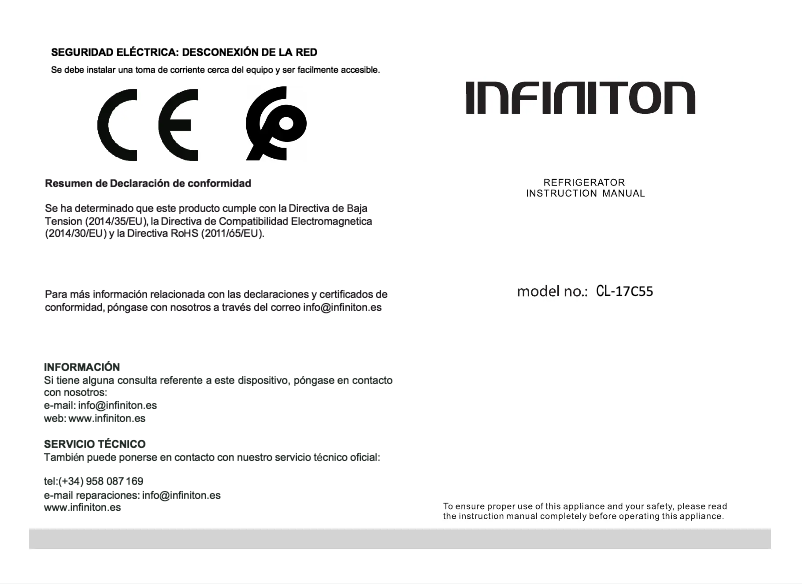 Page n°1 - Manuel utilisateur Infiniton CL-17C55