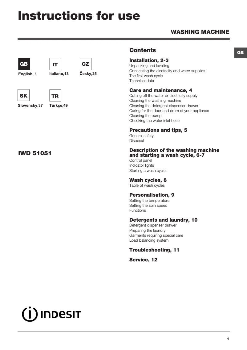 Image de la première page du manuel de l'appareil IWD 51051 C ECO EU