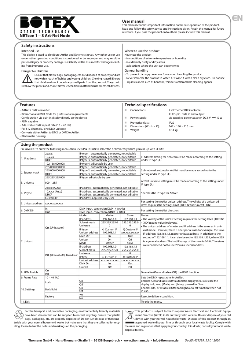 Página 1 del manual Manual de usuario Botex NETcon 1-3