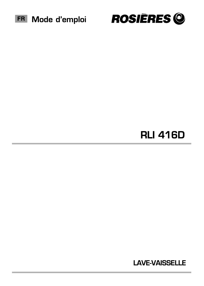 Page n°1 - Manuel utilisateur Rosieres RLI 416DIN