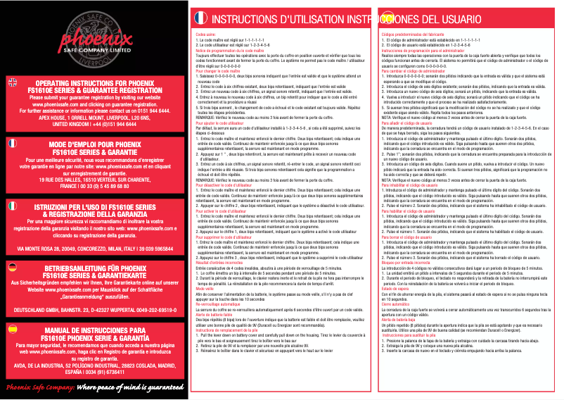 Image de la première page du manuel de l'appareil Fire Chief FS1611E