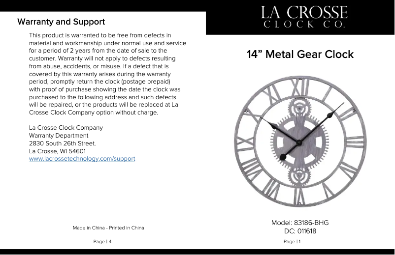 Page 1 of the manual User Manual La Crosse Technology 83186-BHG