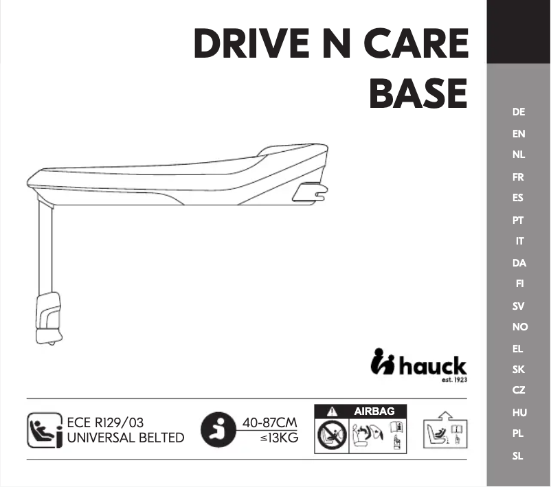 Page n°1 - Manuel utilisateur Hauck Drive N Care Base