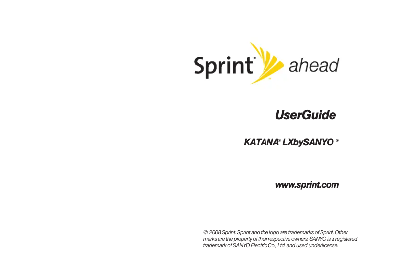 Page 1 de la notice Manuel utilisateur Sanyo Katana LX