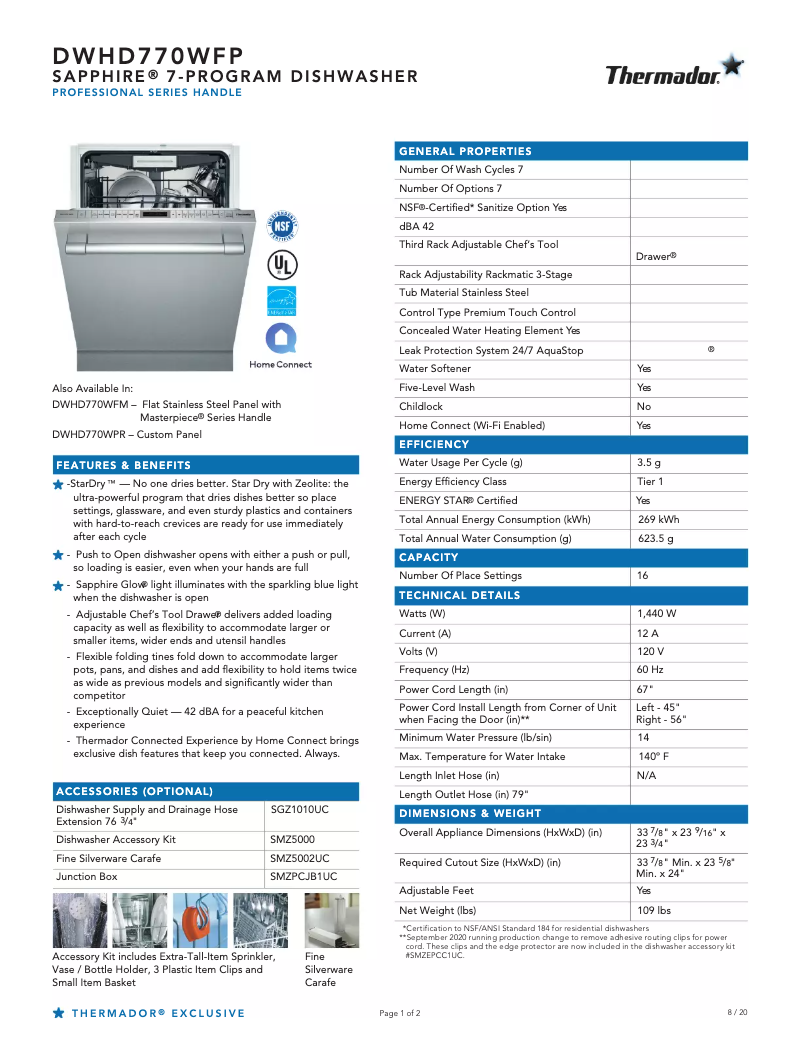 Image de la première page du manuel de l'appareil DWHD770WFP