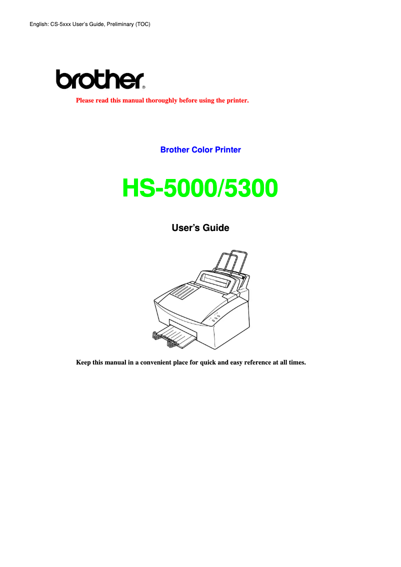 Page n°1 - Manuel utilisateur Brother HS-5300