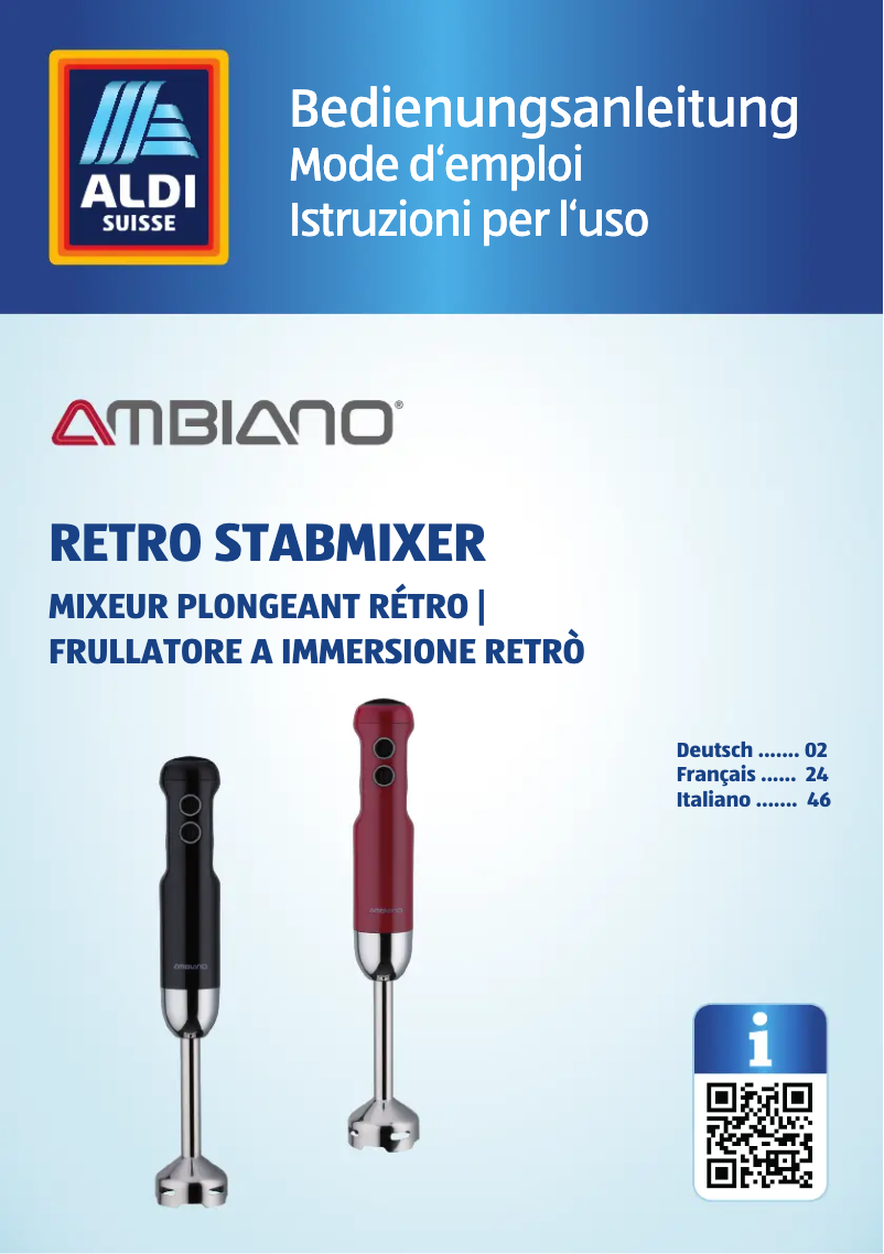 Page 1 de la notice Manuel utilisateur Ambiano GT-SBP-02