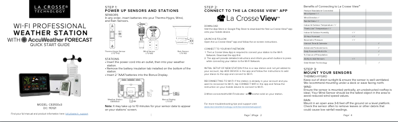 Page n°1 - Guide de démarrage rapide La Crosse Technology V30v4