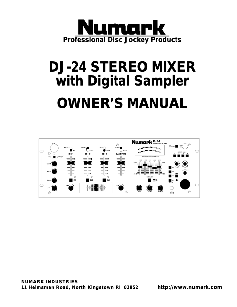 Page 1 de la notice Manuel utilisateur Numark DJ24