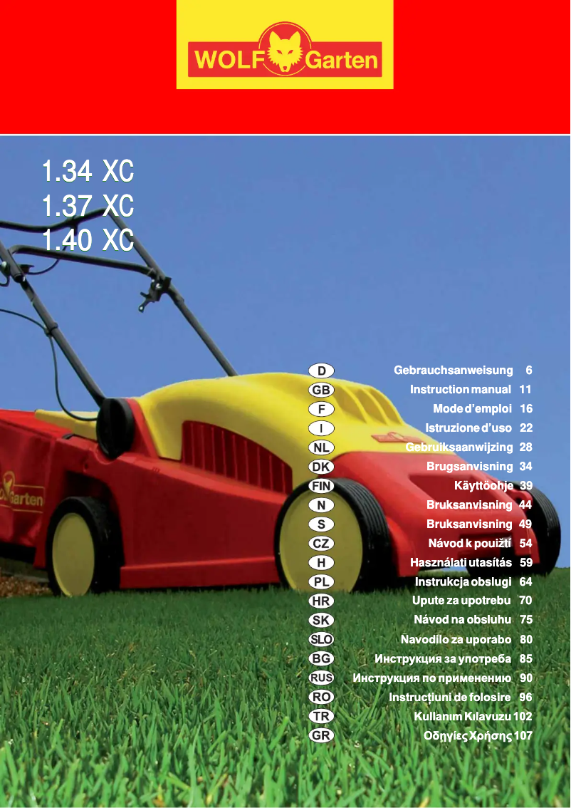 Page 1 de la notice Manuel utilisateur Wolf Garten 1.37 XC