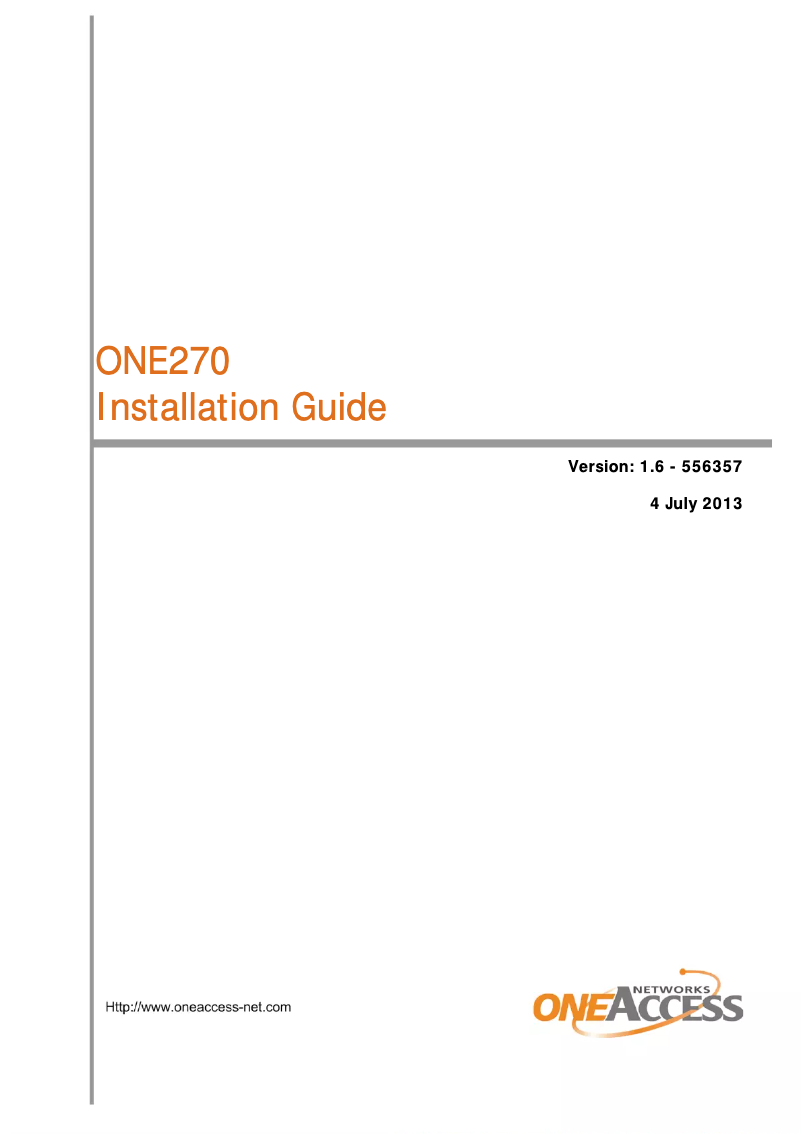 Page n°1 - Manuel utilisateur OneAccess ONE270