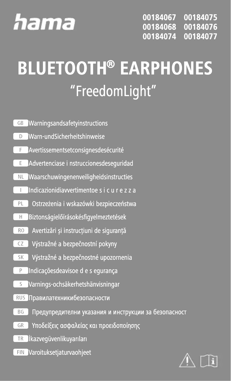 Page 1 de la notice Instructions de sécurité Hama Freedom Light