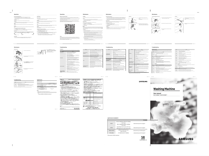 Page 1 de la notice Manuel utilisateur Samsung WA13CG5886B