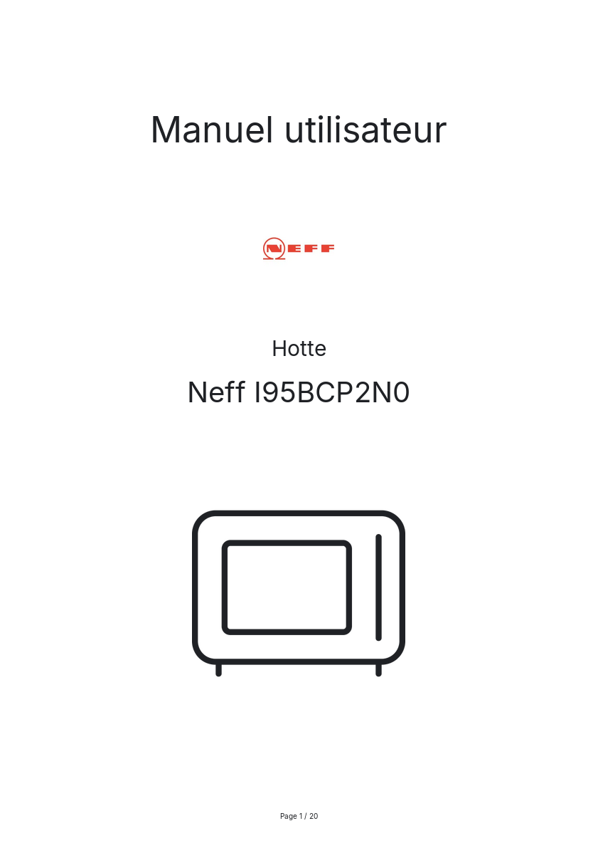Page n°1 - Manuel utilisateur Neff I95BCP2N0