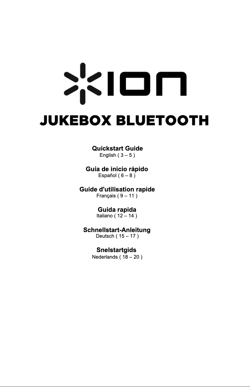 Page 1 de la notice Manuel utilisateur ION Jukebox Bluetooth