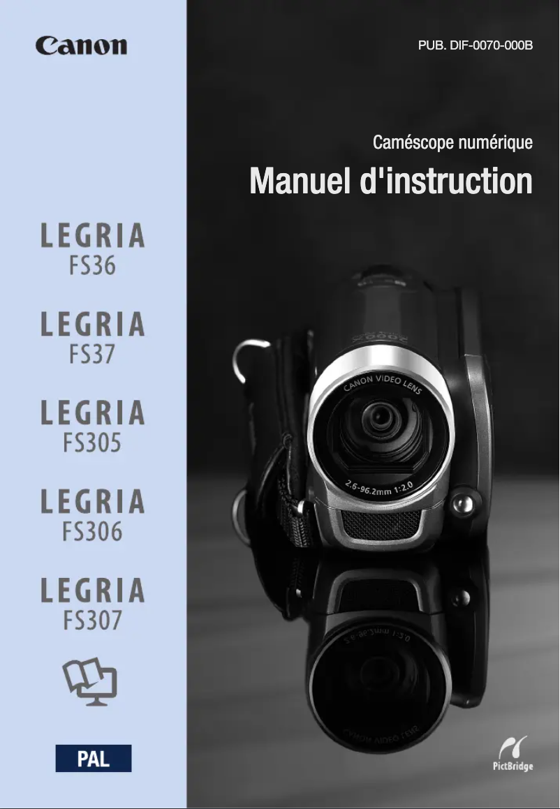 Page 1 de la notice Manuel utilisateur Canon Legria FS37