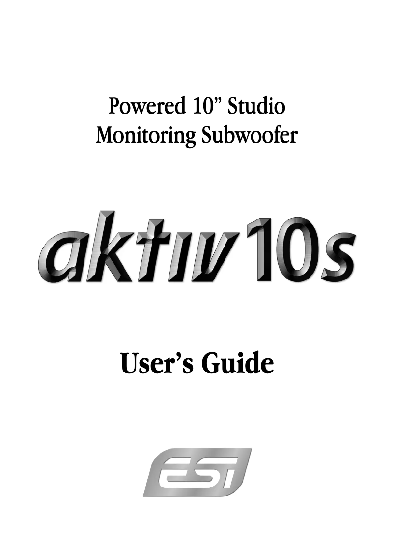 Page 1 de la notice Manuel utilisateur ESI aktiv 10s