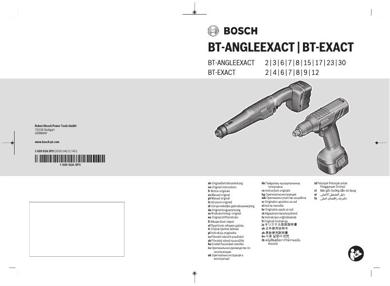Page n°1 - Manuel utilisateur Bosch BT-ANGLE EXACT 30 Professional