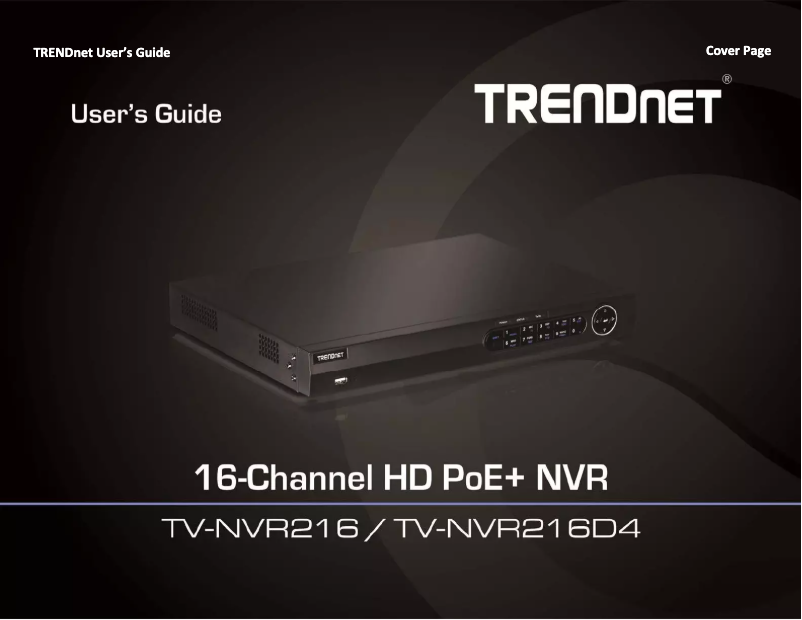 Page n°1 - Manuel utilisateur TRENDnet TV-NVR216