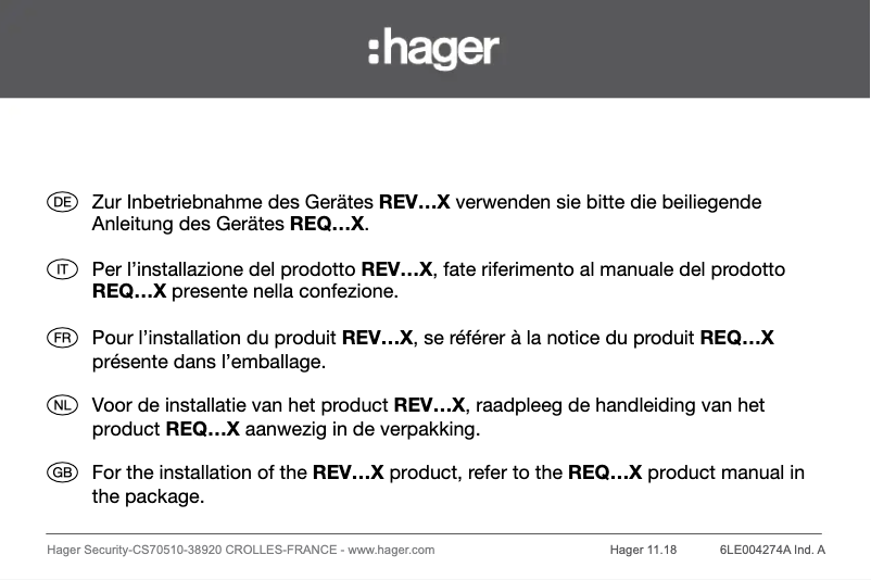 Image de la première page du manuel de l'appareil REV111X